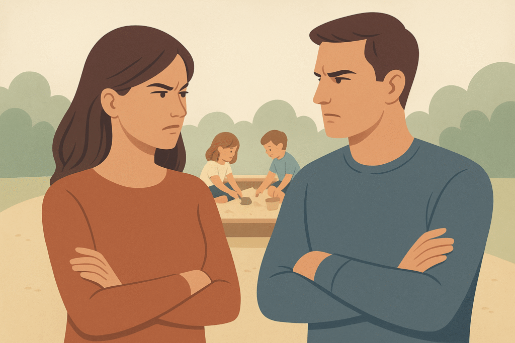 napjatý pár v parku